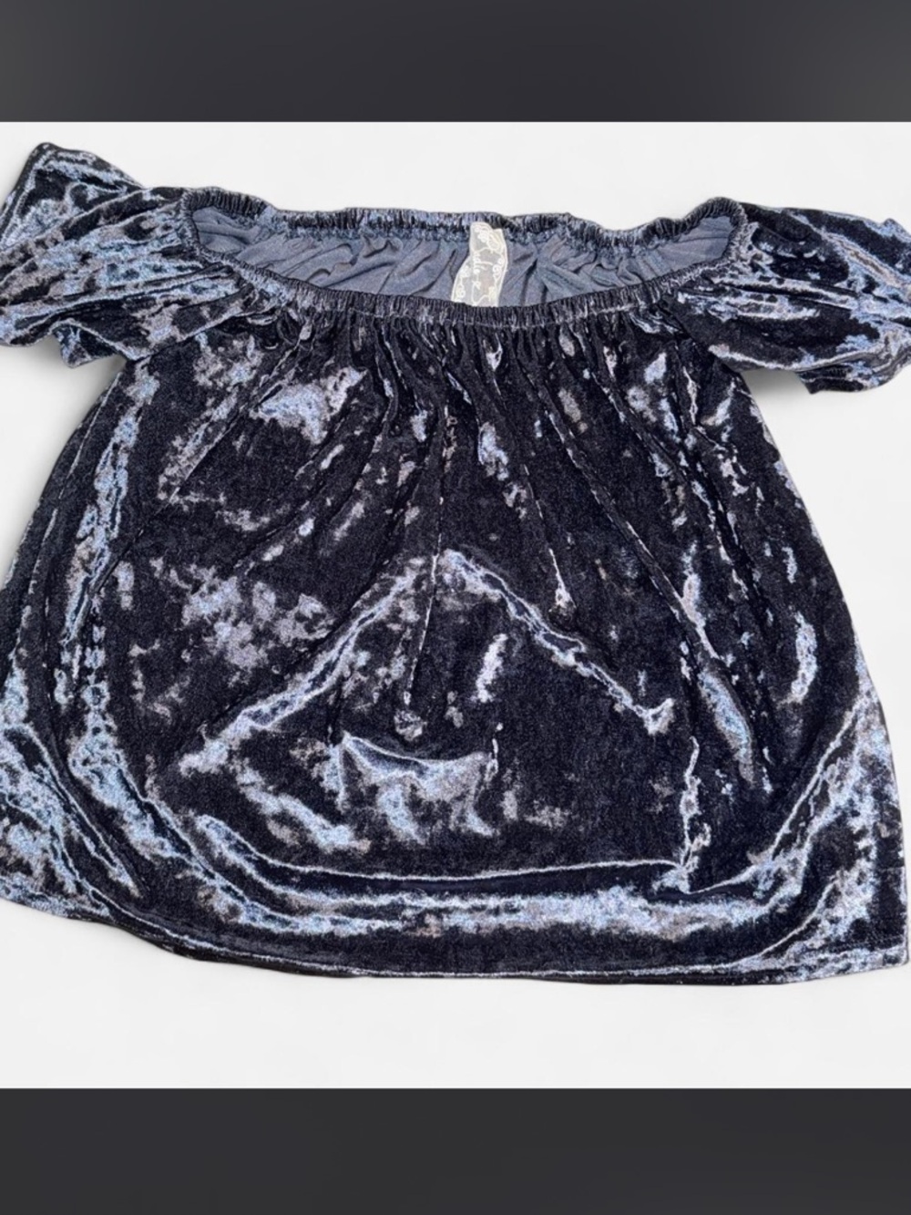 Velvet Off-Shoulder Top in Charcoal Gray